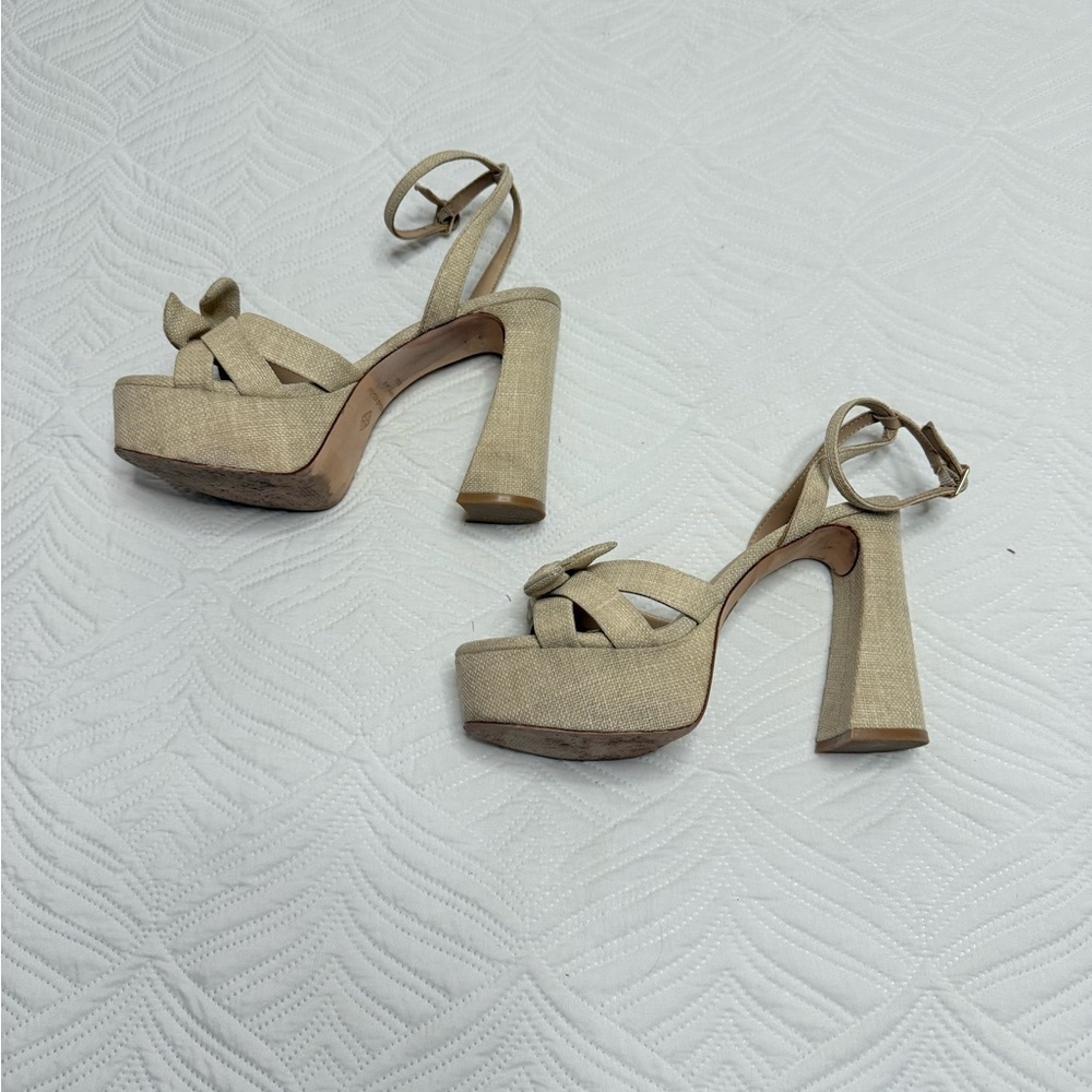 Antonio Melani Bindi Women’s Raffia Bow Platform Chunky Heels. Size 8.5 - Picture 3 of 8